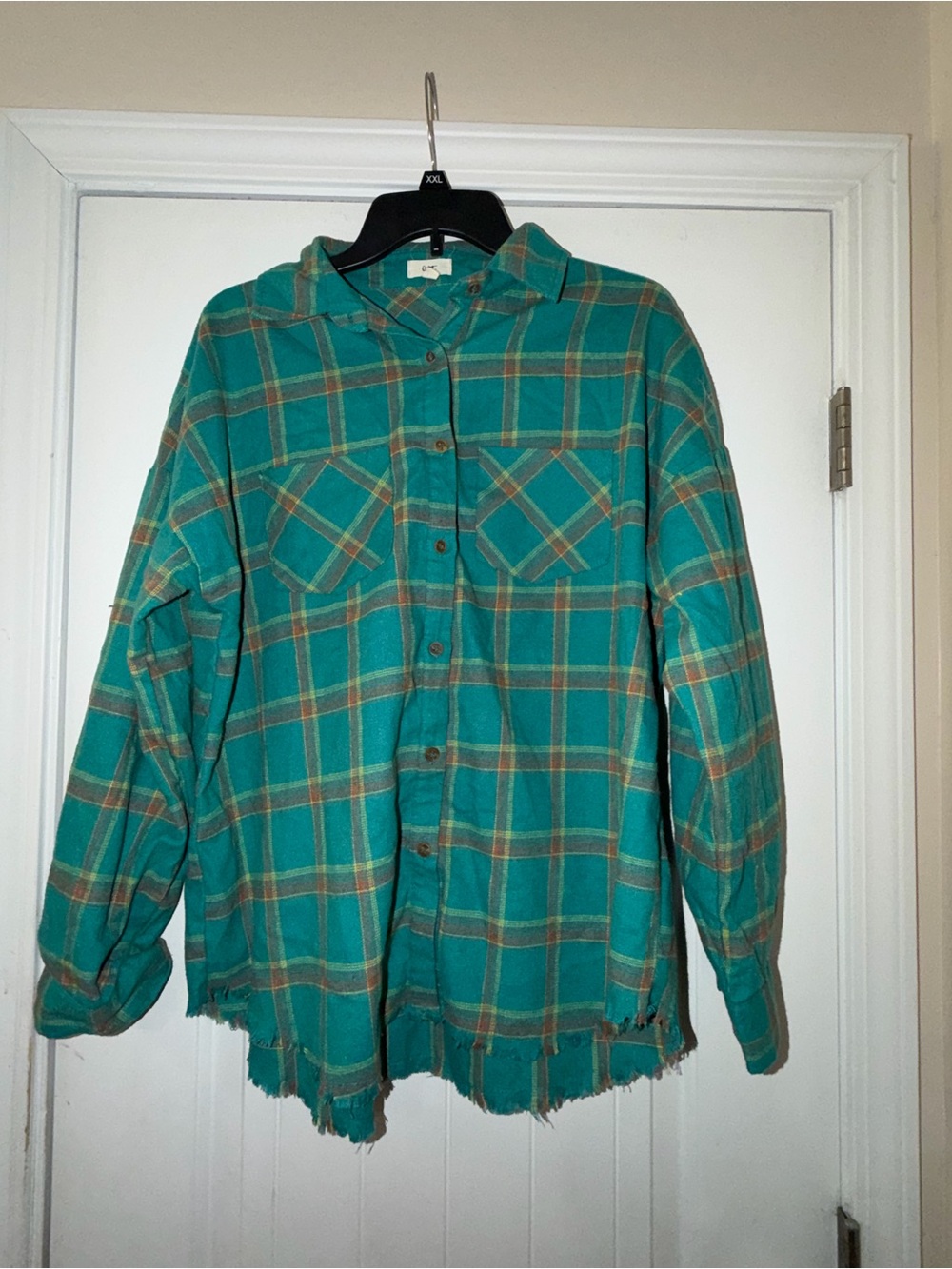 Women's Teal Plaid Button-Down Shirt - Relaxed Fit